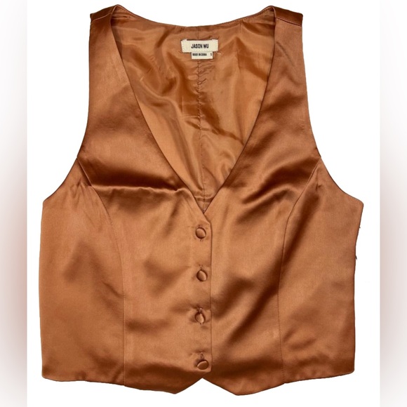 NWT JASON WU V Neck Button Front Lightweight Satin Suit Vest WL765-201-6PA SMALL - Picture 3 of 8